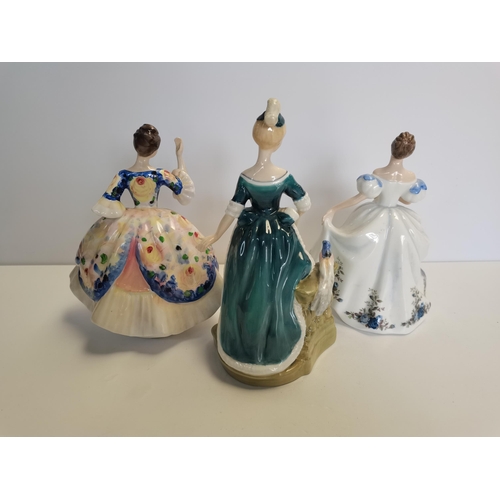 1 - x3 Coalport ladies - 'Clarinda', 'Beatrice', 'Christine' plus x2 class paperweights