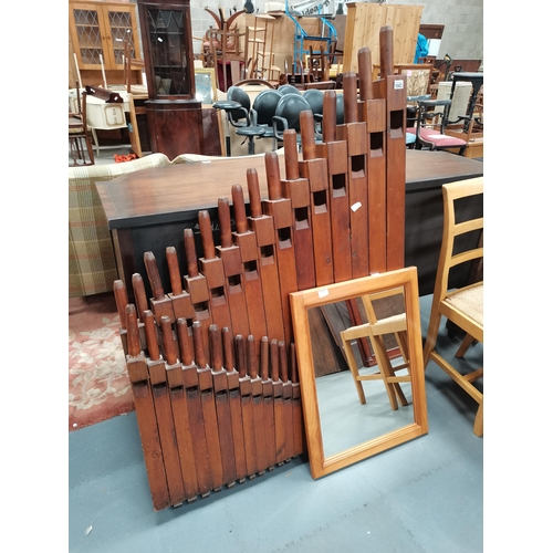 1043 - a set of decorative organ Pipes and pine mirror