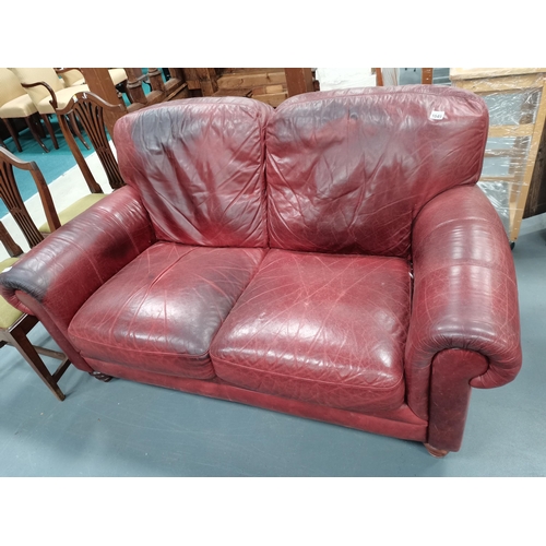 1049 - Red leather settee