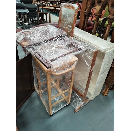 1059 - Misc. furniture Inc. tile topped kitchen island, folding table, pine mirror etc