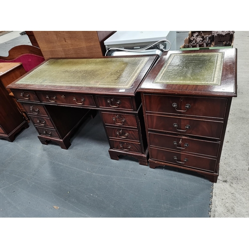 1073 - Reproduction pedestal desk and filing cupboard