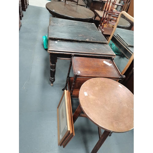 1080 - Copper pub table and 2 pine tables etc.