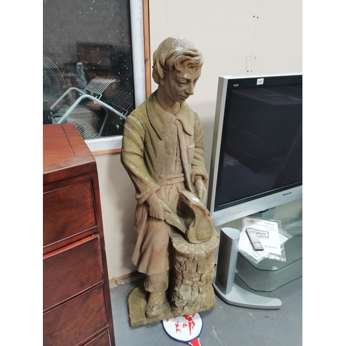 1098 - 1.4m high stone figure of a butcher boy ( weight 8 stone approx )