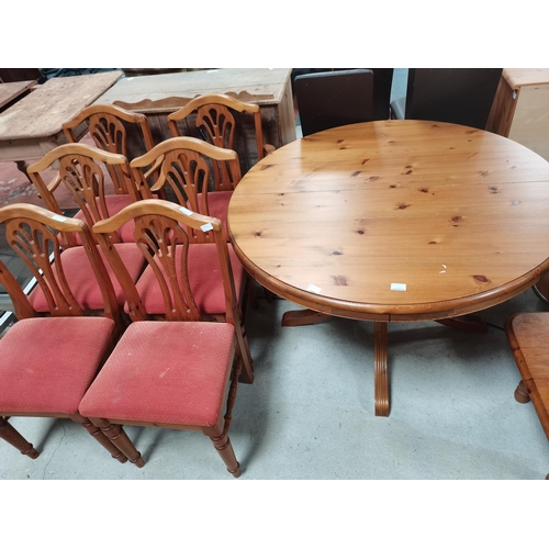 1129C - Pine dining table and 6 chairs