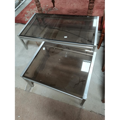 1129D - Retro glass and metal tables