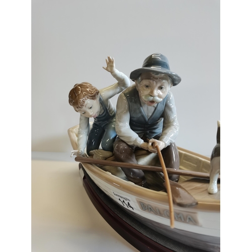 114 - Lladro figure - 'Fishing with Gramps' broken fishing rod