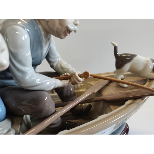 114 - Lladro figure - 'Fishing with Gramps' broken fishing rod