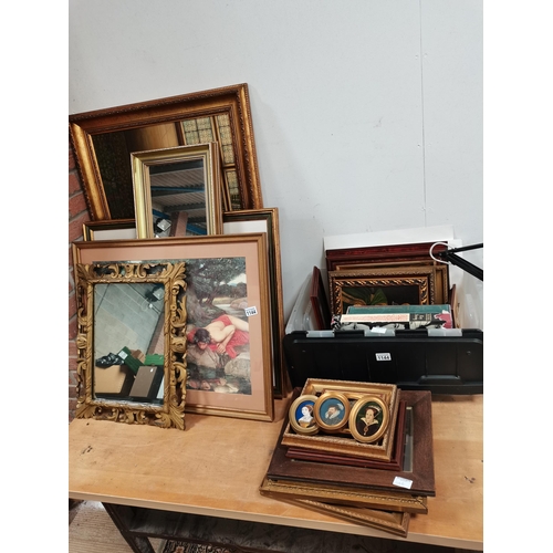 1144 - Framed pictures, miniatures and books