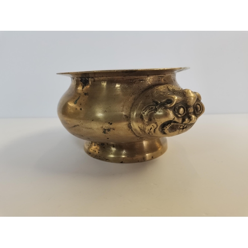 131 - Chinese Brass incense pot with gargoyles