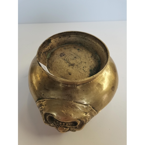 131 - Chinese Brass incense pot with gargoyles