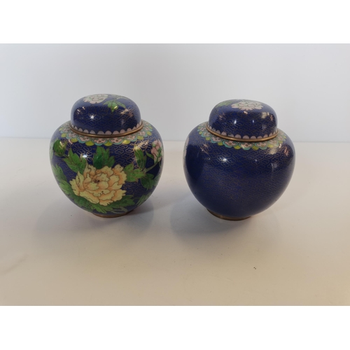 148 - x2 Small Cloisonne ginger jars