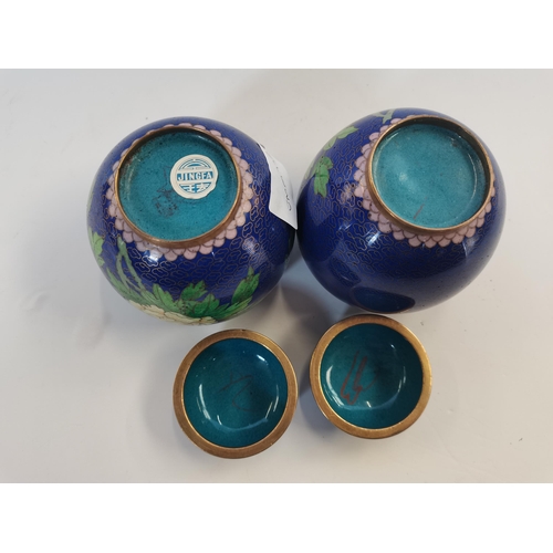 148 - x2 Small Cloisonne ginger jars