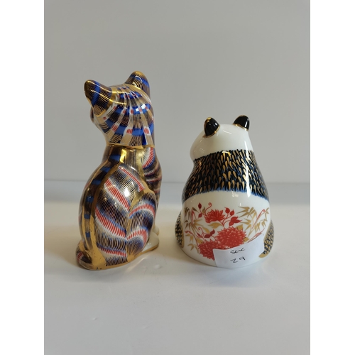 177 - Crown Derby Cat and Panda