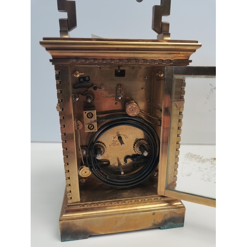 18 - Antique French gold carriage alarm clock.