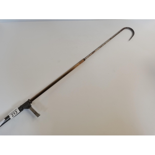 213 - HARDY fishing gaff/hook 40cm extending to 90cm in good condition