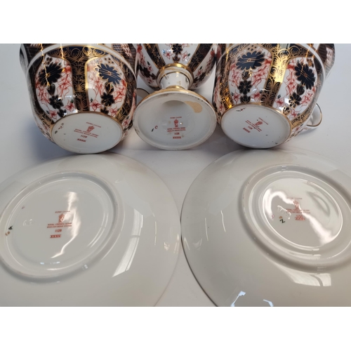 22 - Royal Crown Derby x2 tea cups and saucers plus Royal Crown Derby goblet