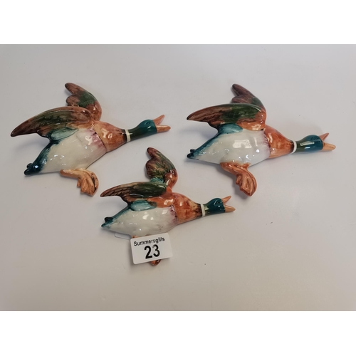 23 - x3 Beswick Mallard ducks - good condition