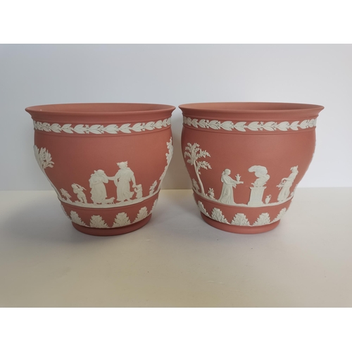 26 - x2 terracotta Jasperware Wedgewood plant pots ex condition