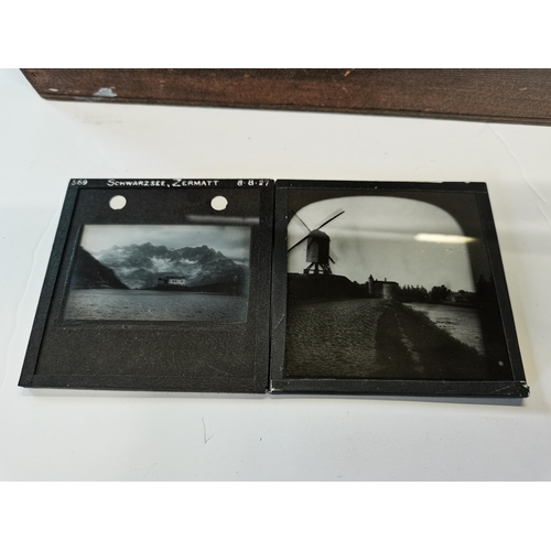 266 - one box of glass slides of European scenes incl, British climbers in the Alps