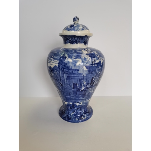 29 - Wedgwood temple vase - crack on lid H34cm