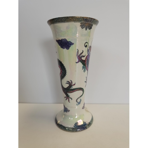 3 - Mailing Dragon Lustre vase - H22cm good condition, small bit of fading on gilt rim