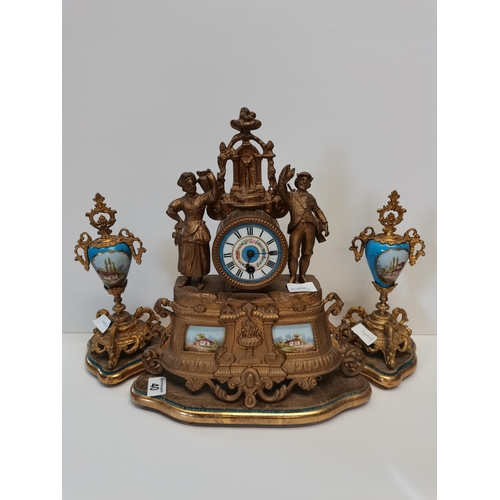 40 - Antique Clock Garniture set