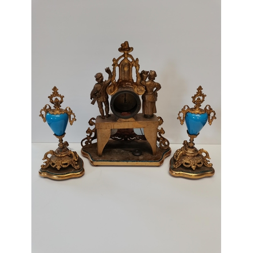 40 - Antique Clock Garniture set