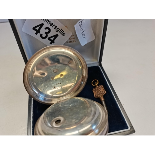 434 - E.D Hughes Northwich Pocket Watch with key and box