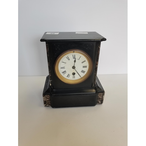 46 - Marble/slate mantle clock - a/f