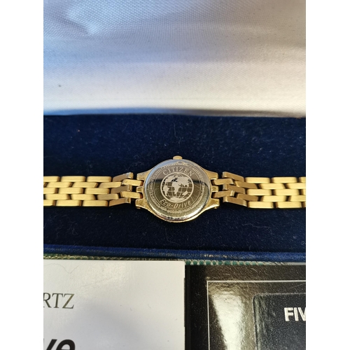 524 - 2006 Citizen gold plated ladies wrist watch with mother of pearl face