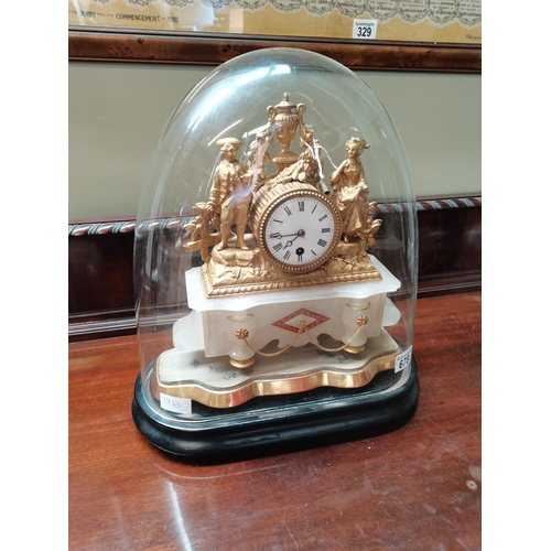 678 - 45cm high French style gilt and onyx mantle clock