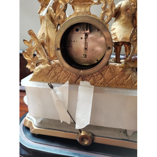 678 - 45cm high French style gilt and onyx mantle clock