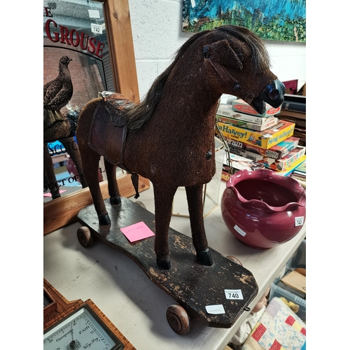 740 - Horse on Pull Along Wooden Board