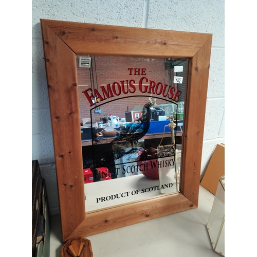 742 - Famous Grouse Etched Mirror in Pine Frame