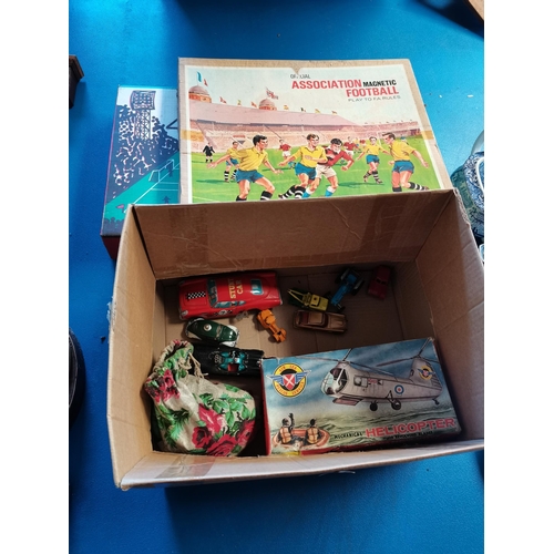 790 - Chad  Valley soccer Game, Magnetic football Game, Mechanical Helicopter all in boxes plus a bag of m... 