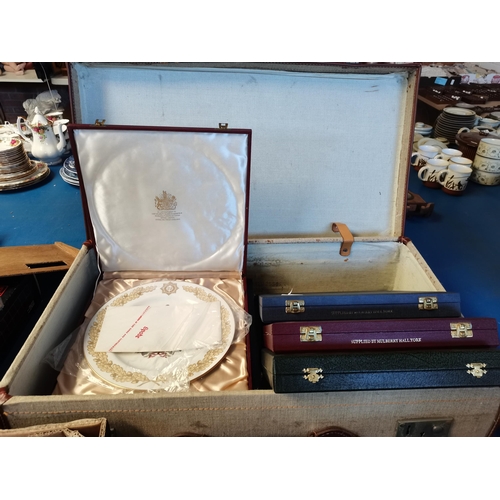 824 - 6 Spode Regimental Plates In Boxes supplied by Mulberry Hall York In Suitcase