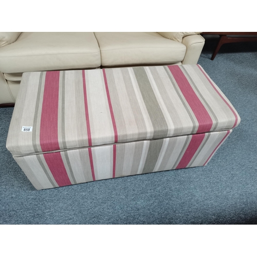 858 - cream striped ottoman W102cm x D49cm x H47cm