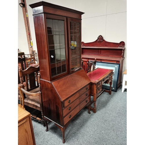 924 - English Trumeau with display cabinet and drop down top