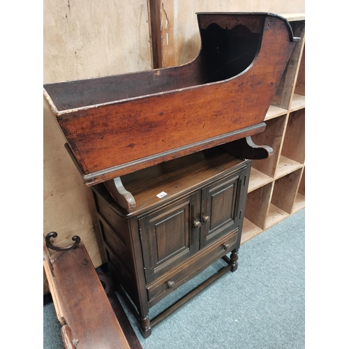 962 - Victorian wooden crib and Ercol credence cupboard