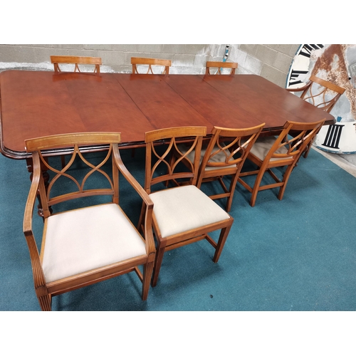 975 - Inlaid wooden chairs x6 plus x2 carvers