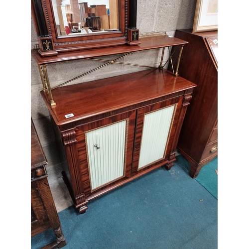 987 - Regency mahogany side cabinet with brass detailing ( ex condition )