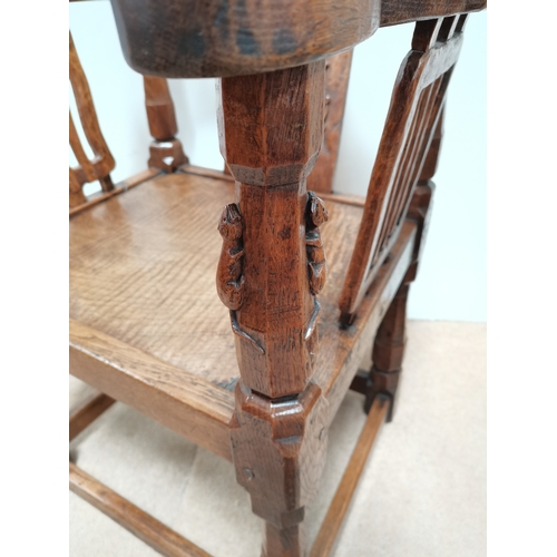 630a - An exquisite early Mouseman monks chair 1926-27 for Brigadier Kenneth Hargreaves. Similar examples a... 