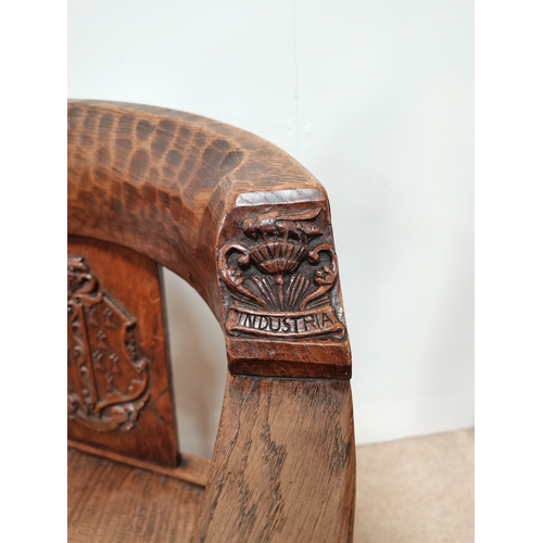 630a - An exquisite early Mouseman monks chair 1926-27 for Brigadier Kenneth Hargreaves. Similar examples a... 