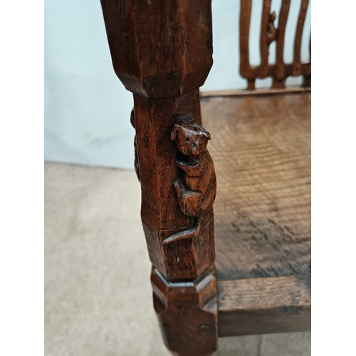 630a - An exquisite early Mouseman monks chair 1926-27 for Brigadier Kenneth Hargreaves. Similar examples a... 