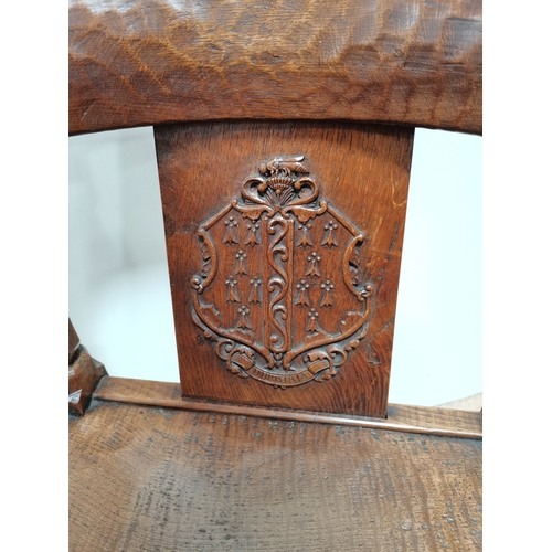 630a - An exquisite early Mouseman monks chair 1926-27 for Brigadier Kenneth Hargreaves. Similar examples a... 