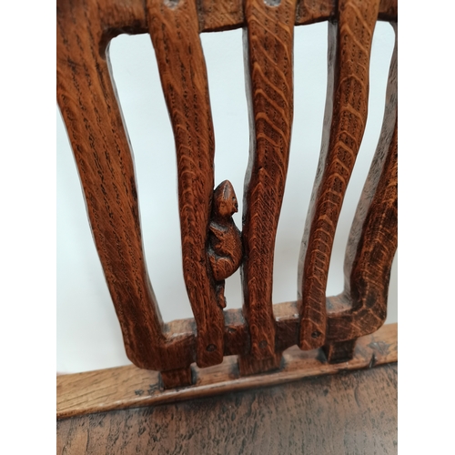 630a - An exquisite early Mouseman monks chair 1926-27 for Brigadier Kenneth Hargreaves. Similar examples a... 