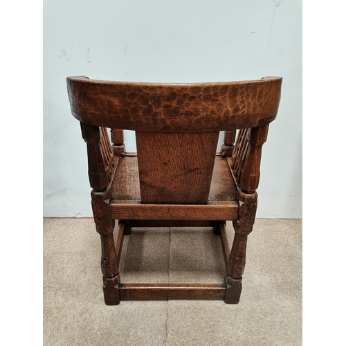 630a - An exquisite early Mouseman monks chair 1926-27 for Brigadier Kenneth Hargreaves. Similar examples a... 