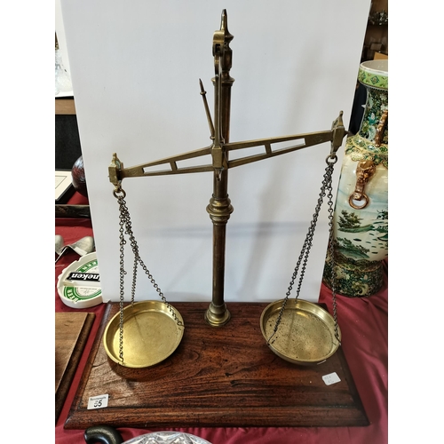 55 - Pair of large brass scales hallmark 'WM Parnell & Co'