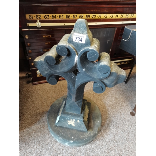 734 - 60cm high church sculpture of a cross