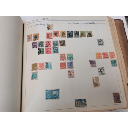 86 - Old leather bound stamp album full of stamps including Penny blacks, Penny reds etc etc